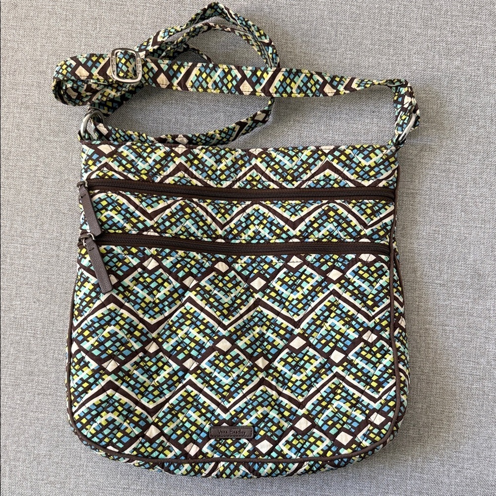 Vera Bradley Blue and Green Geometric Crossbody Bag